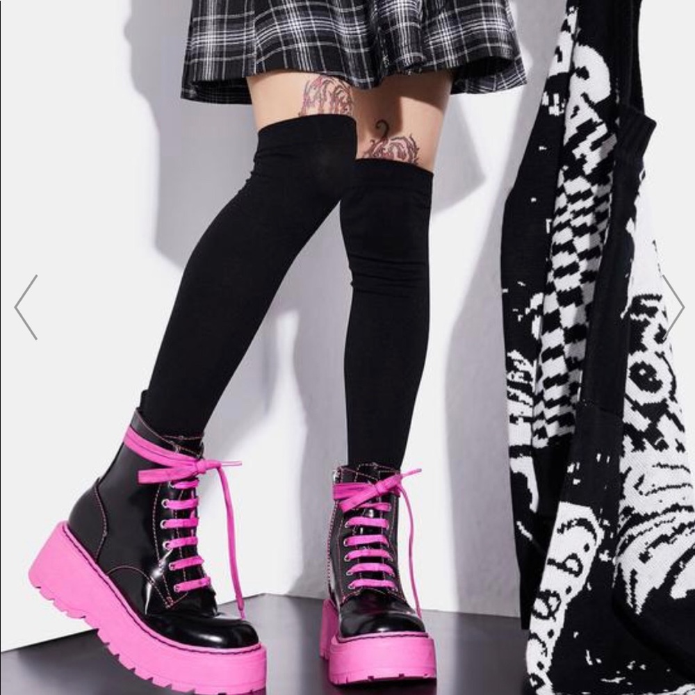 Current mood NEON NIGHTS PLATFORM COMBAT BOOTS size 9